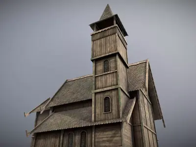 Medieval lake village - House 4 Low-poly 3D model