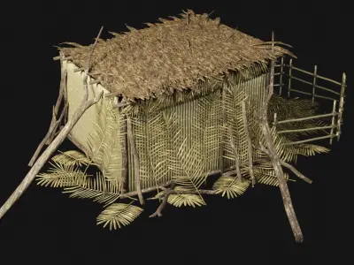 JUNGLE SWAMP GENERIC HUT SHELTER COTTAGE AAA COLLECTION Low-poly 3D model