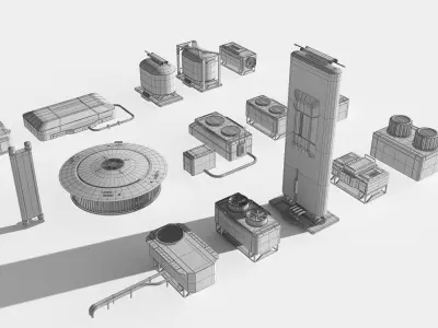 15 Hard Surface SUBD Scifi Vents And Hvac 3D model