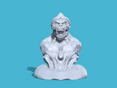 Monkey Statue AAA Game Ready Asset Low-poly 3D model