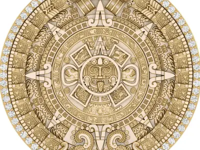 Mayan Calendar 1 and half inch Diamond Pendant 3D print model