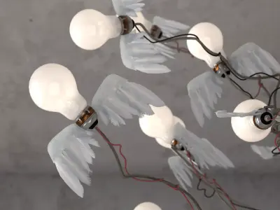 Birds Birds Birds chandelier with branches hanging from it 3D model