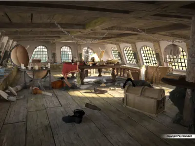 Cabin of the captain of an old ship 3D model