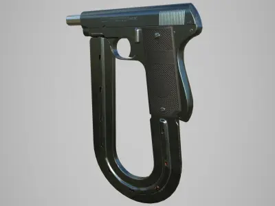 French UNION Pistol with Extended Magazine Low Poly PBR Low-poly 3D model