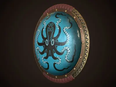 Hoplite Shield Octopus Low-poly 3D model