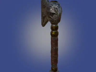 Ax made of iron with gold inlays PBR low-poly game-ready Free low-poly 3D model