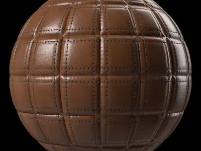 Leather Materials 2- Stitched leather Pbr 4k Seamless Low-poly 3D model