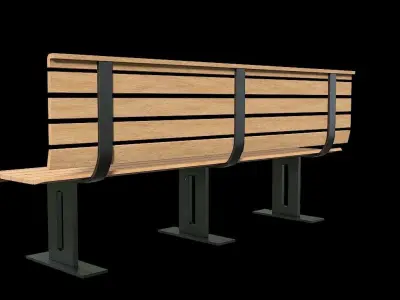 Bench09 park bench with slats Low-poly 3D model