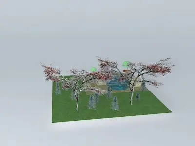 Natural Pool, Fish Farm with Landscaping Free 3D model