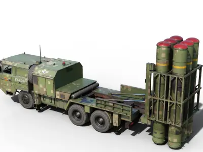 4 coatings of China HQ16 HQ-16 air defense missile Launcher Low-poly 3D model