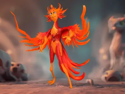 Fiery Phoenix Creature model pack Low-poly 3D model