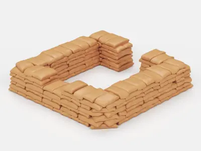 Sandbags and watchtower 3D print model