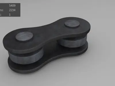 Cadena metal chain with two buttons Low-poly 3D model