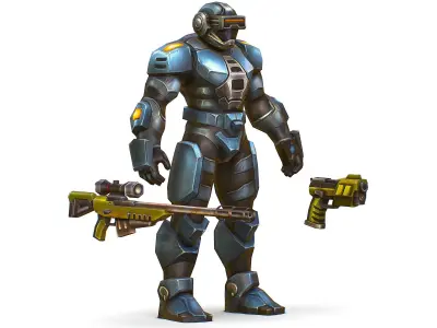 Sci-Fi Male Cyborg Drone Man Sniper Soldier Low-poly 3D model