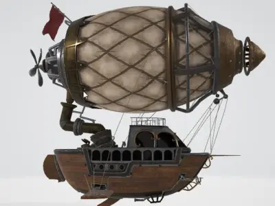 Steampunk ship Low-poly 3D model