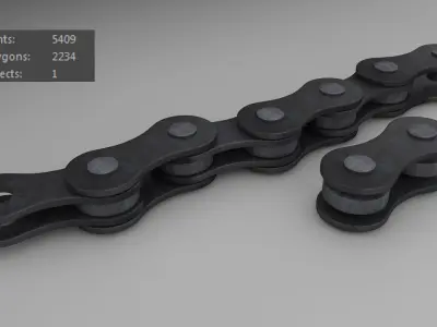 Cadena metal chain with two buttons Low-poly 3D model