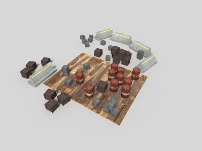 low poly military storage Low-poly 3D model