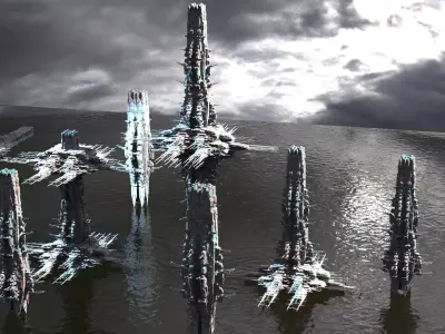 Space Station military set light Kitbash 3D model