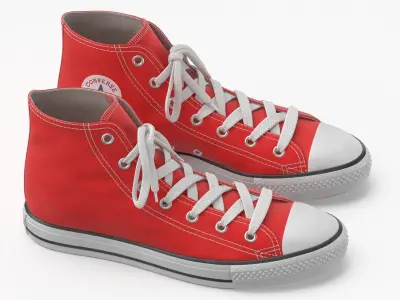 Basketball Leather Shoes Red 3D model
