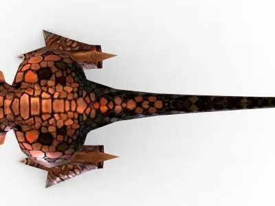 Low Poly Cartoon Creature Dino Red Tava Low-poly 3D model