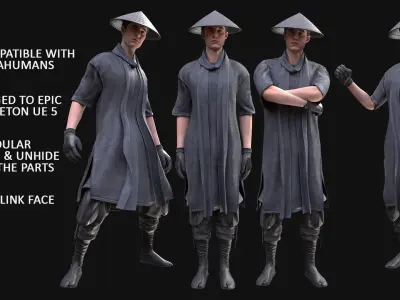 Man Warrior - Modular - Rigged Low-poly 3D model