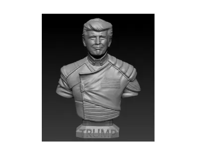 Donald Trump Patriotic Military Bust Model with American Flag 3D print model
