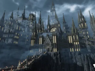 Fantasy Castle Environment Low-poly 3D model