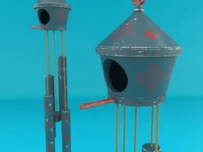 Wind Chime Bird House 3D model
