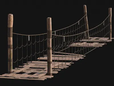 Rope Bridge Pack Low-poly 3D model