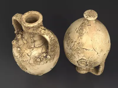 Antique Clay Amphora - Ancient Pottery Low-poly 3D model