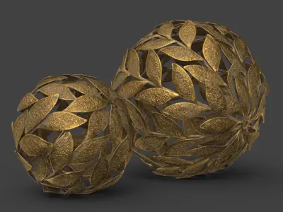 Metal Leaf Decorative Ball Set 3D model