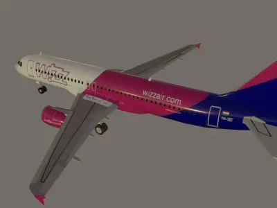Wizz Air airbus a320-214 3D model low poly Low-poly 3D model