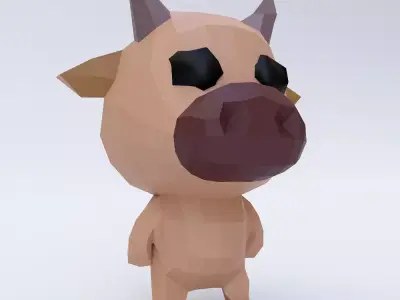 Cow cartoon style 3d model  Low-poly 3D model