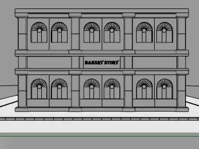 Retro Coffee shop interior and exterior scene 3D model