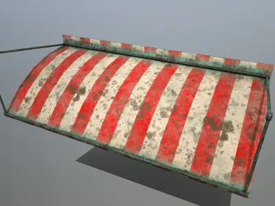 awning set striped tent Low-poly 3D model