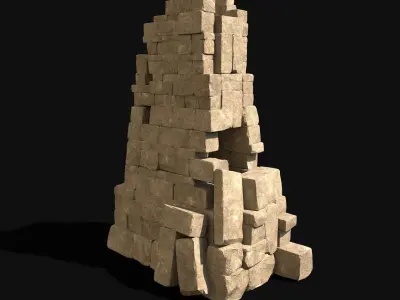  ARABIC DESERT COLUMN RUINS PILE PEDESTAL EGYPTIAN SAND STONE Low-poly 3D model