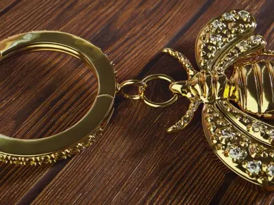 Jewelry Gold Bee Scene Low-poly 3D model