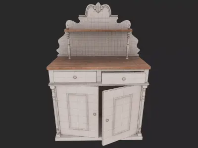 Hutch Cabinet Low-poly 3D model