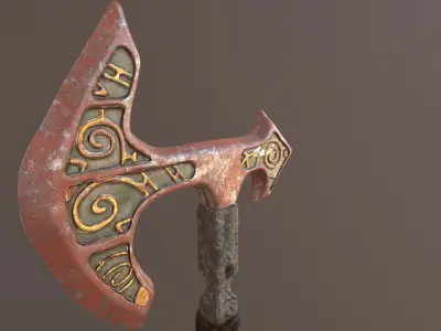 Battle Axe Tris Textured Low-poly 3D model