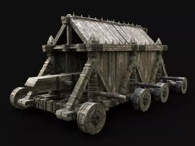  BATTERING RAM MEDIEVAL WAR MACHINE SIEGE ENGINE BATTLE TANK Low-poly 3D model