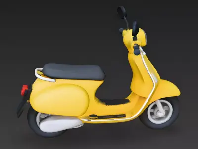 Stylized  Moped Yellow Scooter 3d model Low-poly 3D model