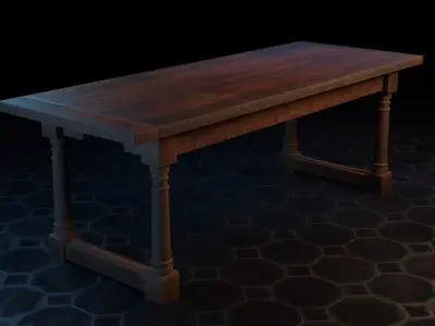 Medieval wooden table Free low-poly 3D model purchase