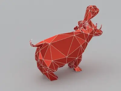 hippo lowpoly 3D print model polygonal animal Low-poly 3D model