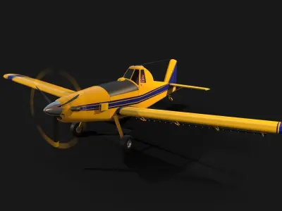 Low Poly PBR Crop Duster Low-poly 3D model