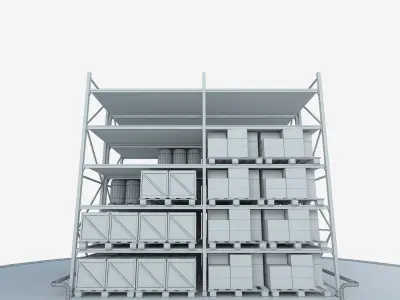 Warehouse Rack Low-poly 3D model