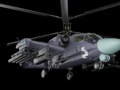 Kamov helicopter Ka-52 alligator Low-poly 3D model