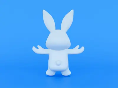 Standing rabbit character 3D model