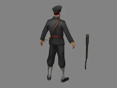 Asian military - patrolman Low-poly 3D model
