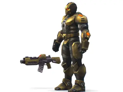 Cartoon Sci-Fi Cyborg Drone Trooper Bandit Low-poly 3D model