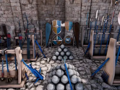 Ultimate Medieval Weapons Package  300 variations Low-poly 3D model